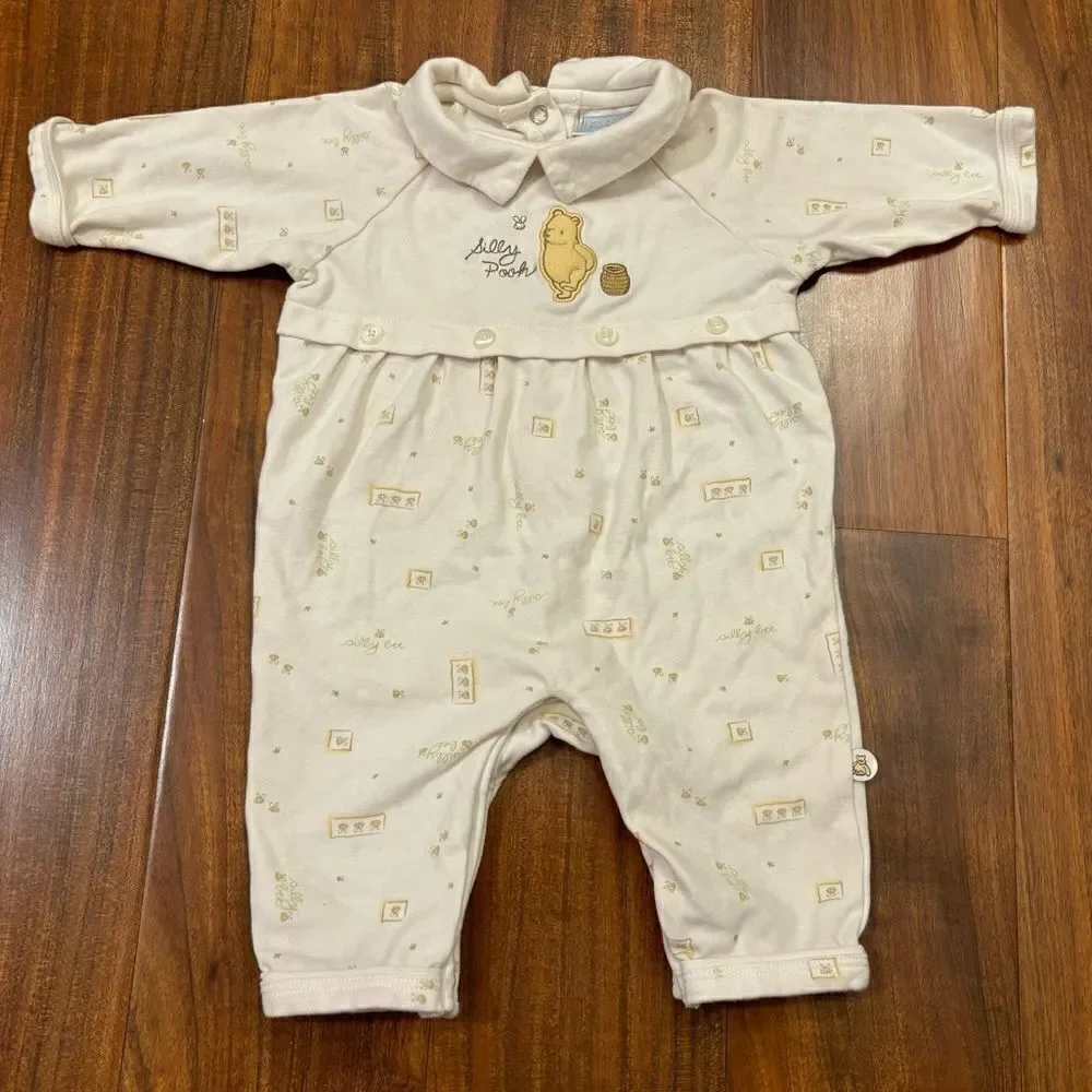 Classic Pooh Vintage Winnie the Pooh Disney beige embroidered jumpsuit